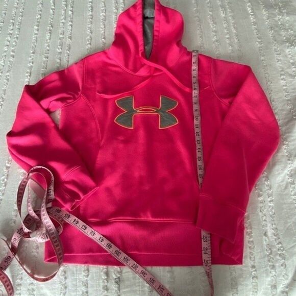 Under Armour Cold Gear Storm Big Logo Hoodie Pink Semi Fitted Youth Large - Picture 5 of 6